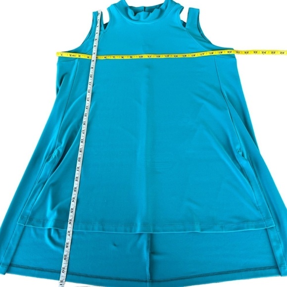 Sympli Canada Lagenlook Sleeveless Cut Out Shoulder Tunic Tank Teal Size 10 GUC - Picture 7 of 10
